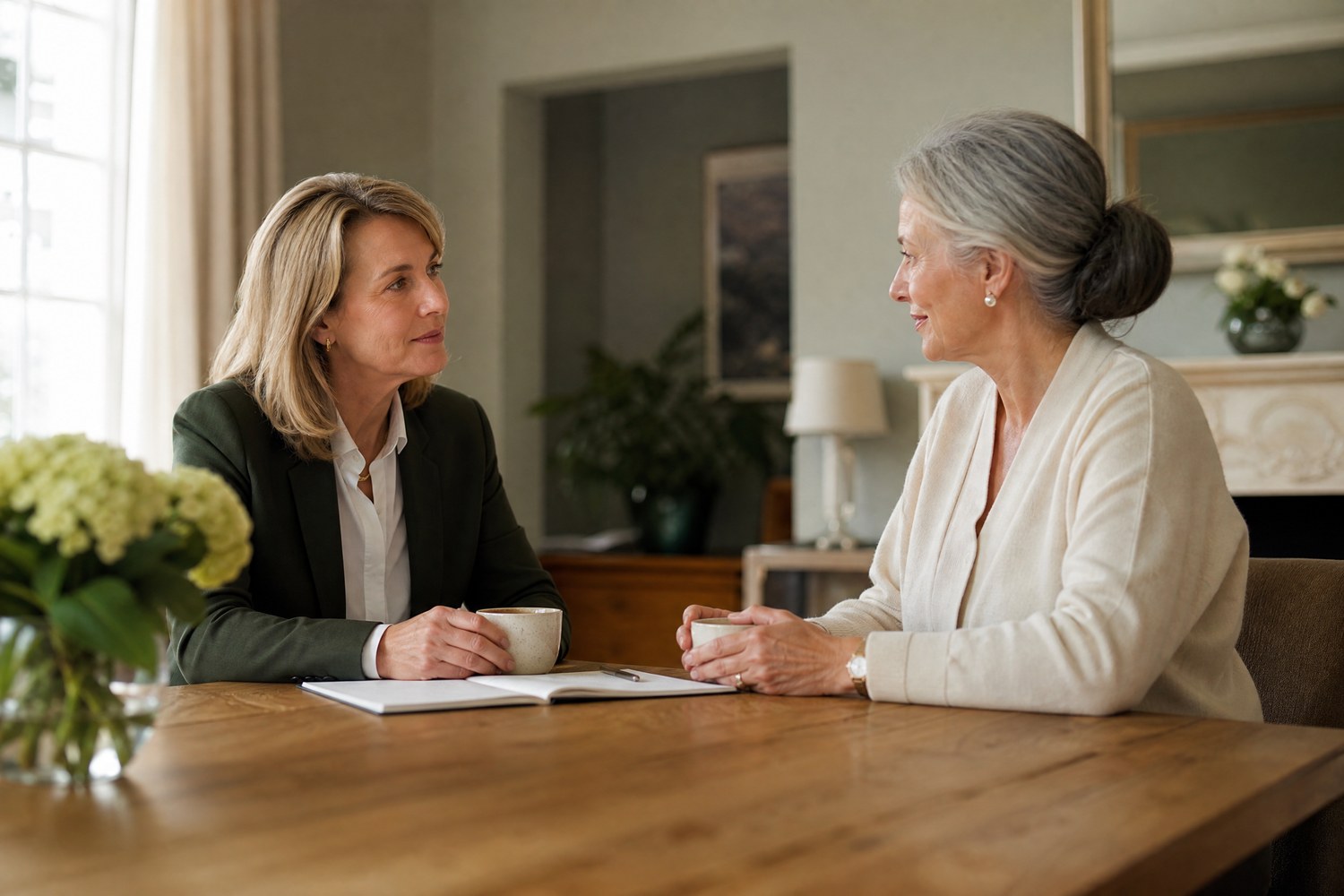 A calm, collaborative planning conversation at home